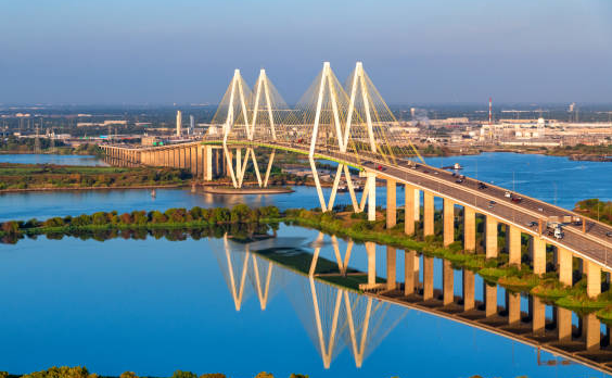 Fred Hartman Bridge Baytown Texas aerial Houston Ship Channel — family law attorney Houston TX serving Baytown
