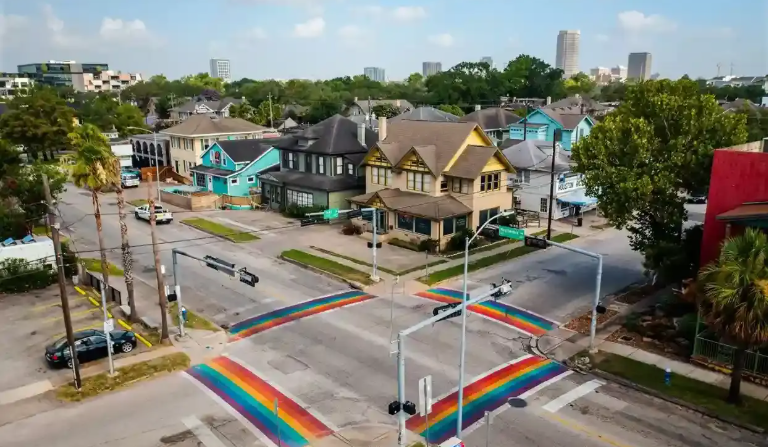 Montrose neighborhood rainbow crosswalks Houston Texas — child custody attorney Houston TX serving Montrose paternity and SAPCR custody cases