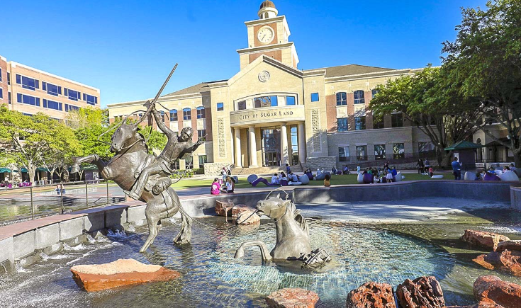 City of Sugar Land Texas town hall equestrian fountain — family law attorney Sugar Land TX
